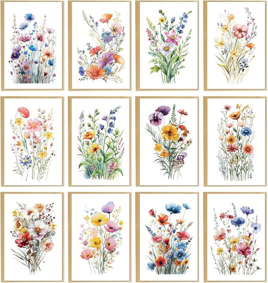 24 Floral Blank Cards and Envelopes, 4x6 Wildflower Blank Note Cards for All Occasions - Sympathy Thank You Condolences Funeral Thinking of You Mother's Day Wedding Graduation, Etc
