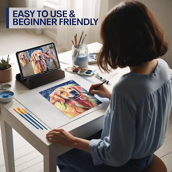 DIY Painting Class Kit for Adults with Video Tutorials: Learn to Paint Radiant Retriever – How to Paint with Acrylics – Painting & Art Supplies – 9 Piece Acrylic Paint Set