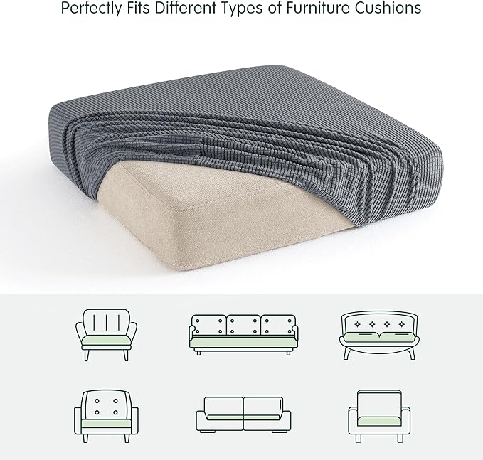 CHUN YI Medium Couch Cushion Cover Stretch for Loveseat, Sofa Seat Slipcovers for Pets, Suitable for Armchair Loveseat Sofa with Spandex Jacquard Washable Fabric(Medium,Light Grey)