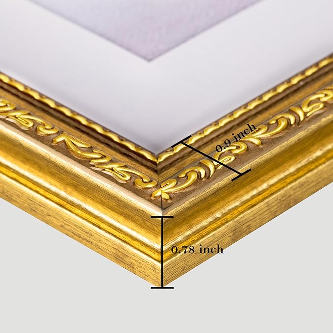 eletecpro 3x4 Picture Frames Set of 4, Ornate Vintage Photo Frames with Glass, Rustic Gold Frame Displays 3x4 Photo for Tabletop, Gold