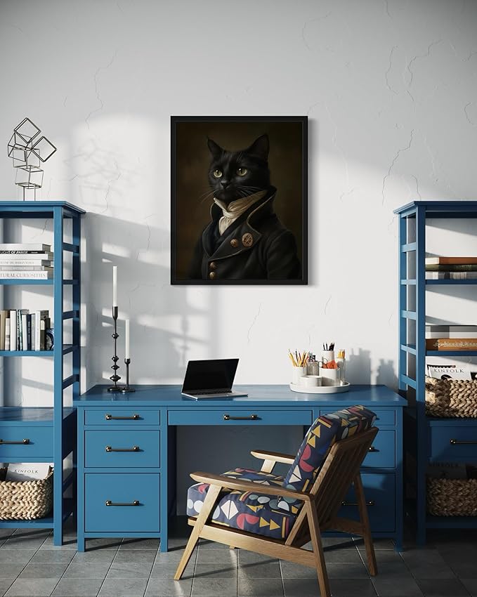 Gentlemen Cat Art Poster Print, Cat Kitten Painting Humor Portrait Pet Artwork Decor Gallery A8 (Gentlemen Cat, 8 x 10 inches, Unframed)