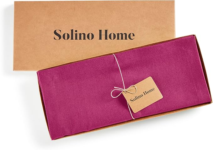 Solino Home Linen Table Runner 90 Inches Long - 100% Pure Linen Festive Fuchsia Table Runner 14 x 90 Inch for Valentines, Spring, Easter - Diana Medium Weight