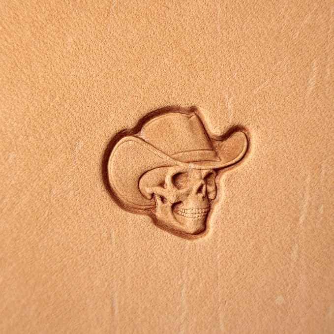 DandS ltd Leather Stamp Tool,Skull with Hat, Professional Steel Craft Tool for Leatherworking, Embossing, Carving & Stamping Leather Projects, Belts Wallets & DIY Projects Compatible with Mallet #358