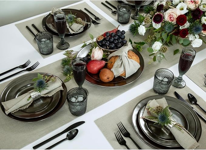 Solino Home Linen Natural Table Runner 60 Inches - 100% Pure Linen Small Table Runner 14 x 60 Inch Ideal for Dresser and Coffee Tables - Spring, Easter - Diana Medium Weight