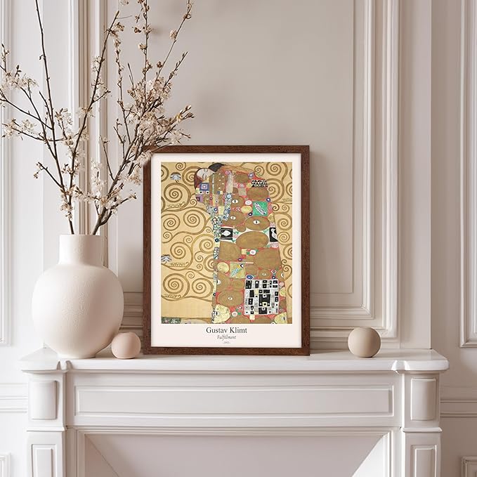 Poster Master Vintage Gustav Klimt Poster - Retro Fulfillment Print - Art Nouveau - Abstract Art - Symbolism Art - Aesthetic Art - Classic Painting - Living Room Wall Decor - 8x10 Brown Framed