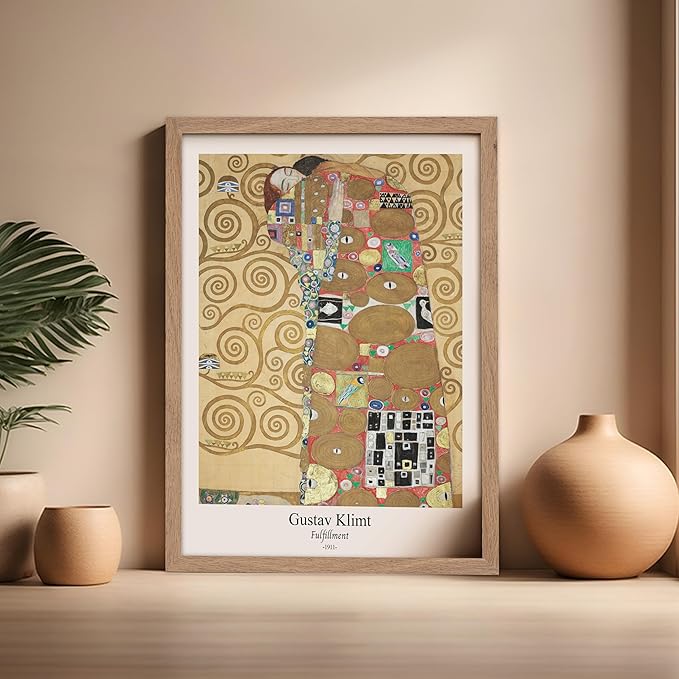 Poster Master Vintage Gustav Klimt Poster - Retro Fulfillment Print - Art Nouveau - Abstract Art - Symbolism Art - Aesthetic Art - Classic Painting - Living Room Wall Decor - 16x20 Beige Framed
