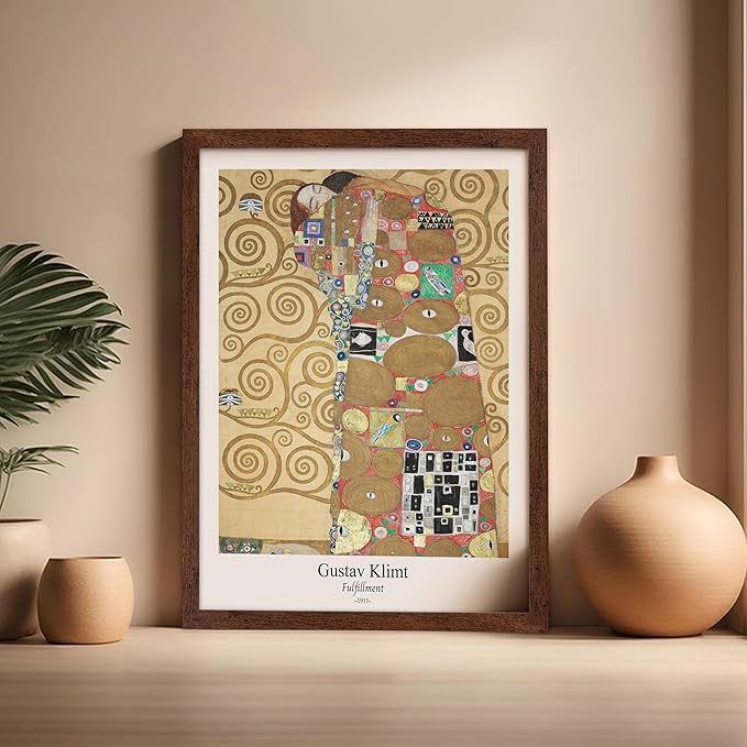 Poster Master Vintage Gustav Klimt Poster - Retro Fulfillment Print - Art Nouveau - Abstract Art - Symbolism Art - Aesthetic Art - Classic Painting - Living Room Wall Decor - 16x20 Brown Framed