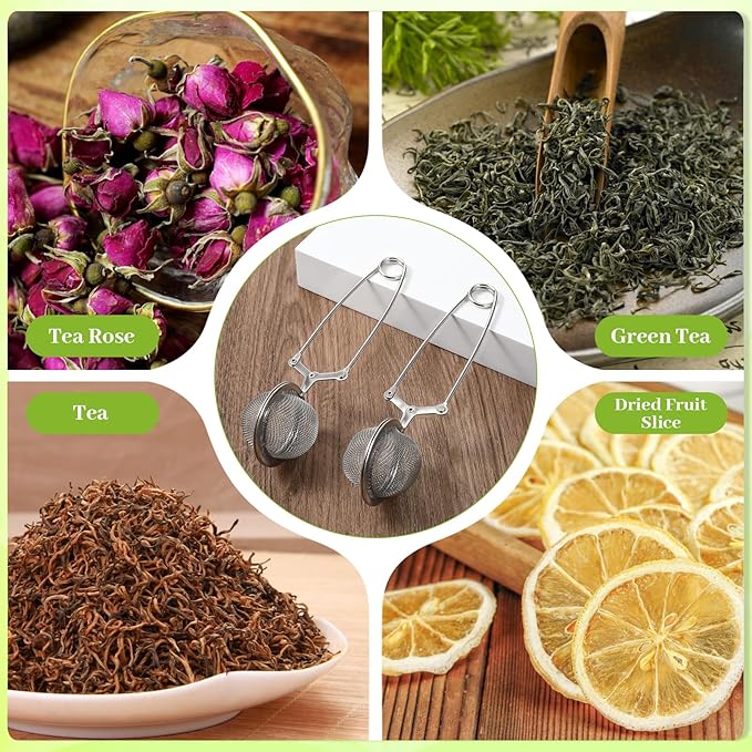 24 Pcs Tea Infuser for Loose Tea Stainless Steel Mesh Snap Teas Ball Strainers with Handle Snap Ball Teas Strainer for Seasonings, Spices(Silver)