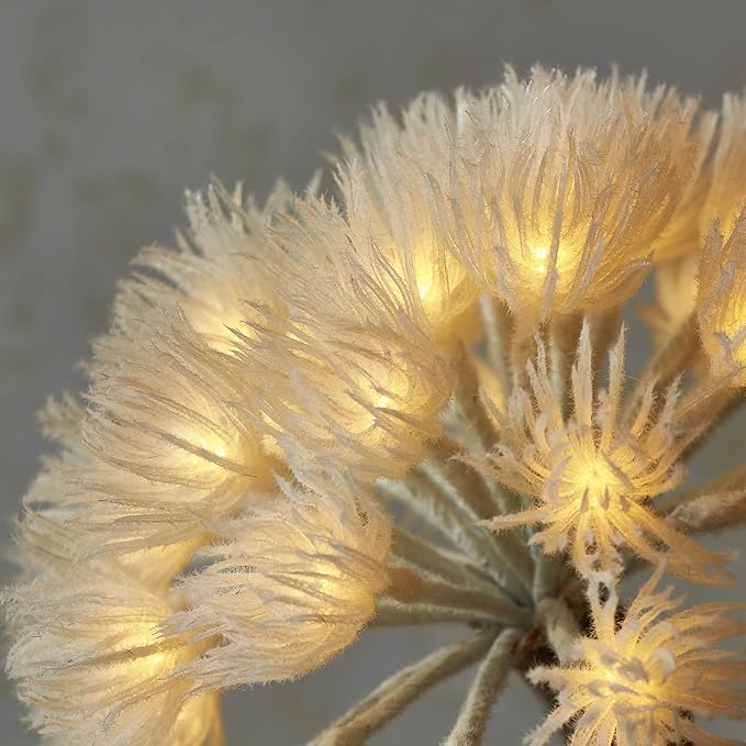 Hairui Lighted Willow Branches with Timer 70 Warm White LED Lights, Artificial Dandelion Branches with Lights 27IN Battery Operated and USB Plug in for Room Fireplace Table Christmas Decor
