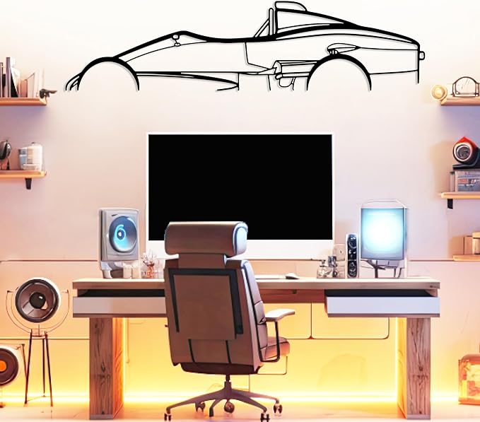 Formula Car Metal Wall Art, Sports Car Metal Silhouette, Formula Car Lovers Metal Wall Decor, Racing Gifts For Men, Minimalist Sculpture for Garage, Man Cave, Gift for Father's, (Black-40" x 11" inch)