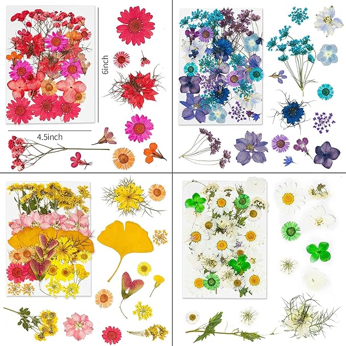 Dried Pressed Flowers, 170+ Pcs Mixed Dried Flowers for Resin, Bulk Natural Dry Floral Resin Fillers Decoration Accessories for DIY Crafts, Scrapbooking