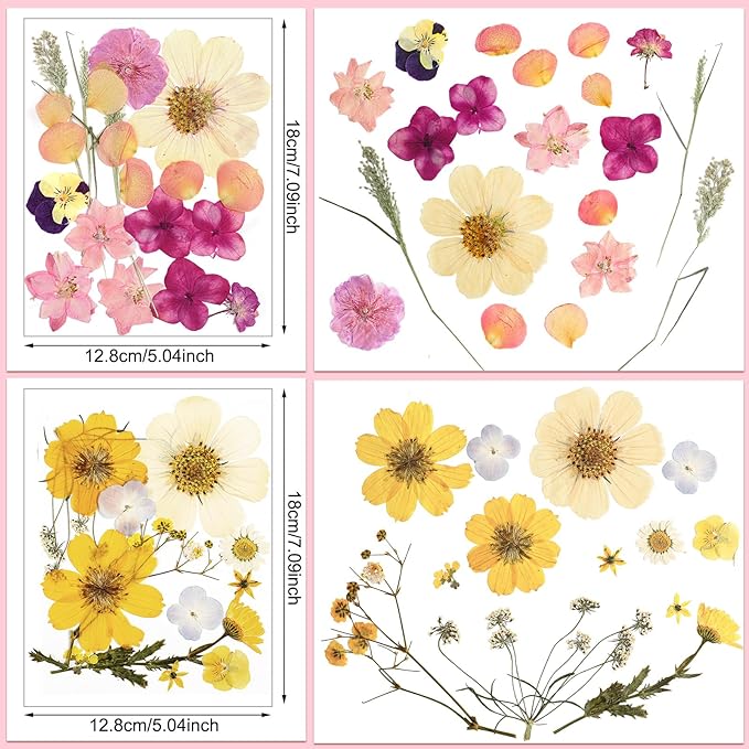 Nuanchu Dried Flower for Crafts Resin Pressed Flowers Bulk Real Dried Wildflowers Leave Natural with Tweezer for Resin Mold Scrapbooking Nail Soap Candle Cake Card Making DIY Craft Christmas Supplies