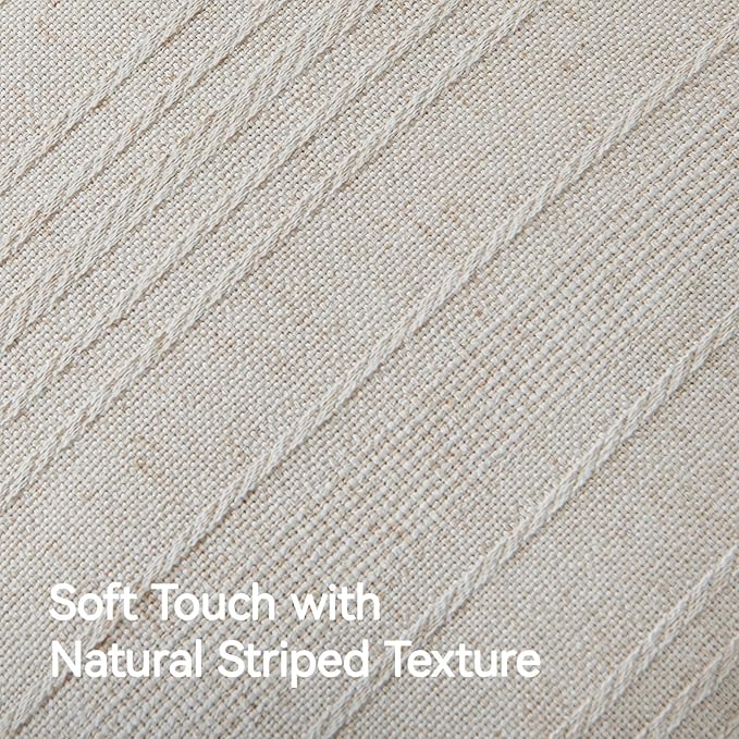 a moment Linen Pillow Covers Set of 2,Boho Farmhouse Throw Pillowcases Neutral Textured Decorative Covers for Couch Sofa,Soft Linen Blend Accent Case Cushion Living Room Home Decor 24"x24"Ivory