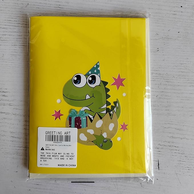 GREETING ART Dinosaur Musical Birthday Cards for Kids, Light & Music Pop Up Birthday Cards with Envelope, Dinosaur Theme Birthday Party Gifts for Son Grandson Women Men