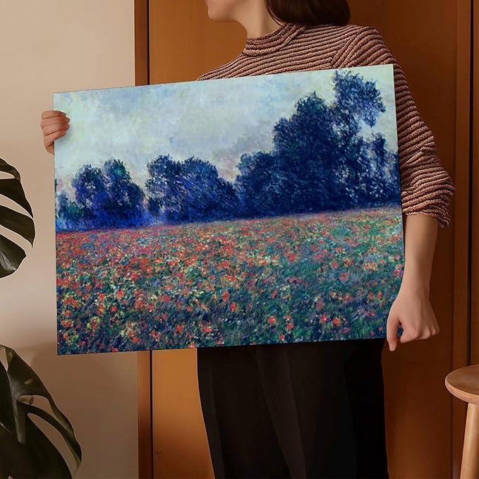 40+ Monet Famous Print Posters Poppies at Giverny by Claude Monet Impressionism Canvas Posters Print Wall Art Bedroom Office Room Decor Gift Frame 16×24inch(40×60cm)