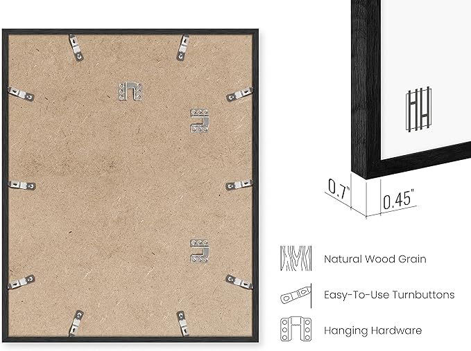 HAUS AND HUES 16x20 Black Oak Frame Set of 3 - Wooden Poster Holders, Rustic Wall Display