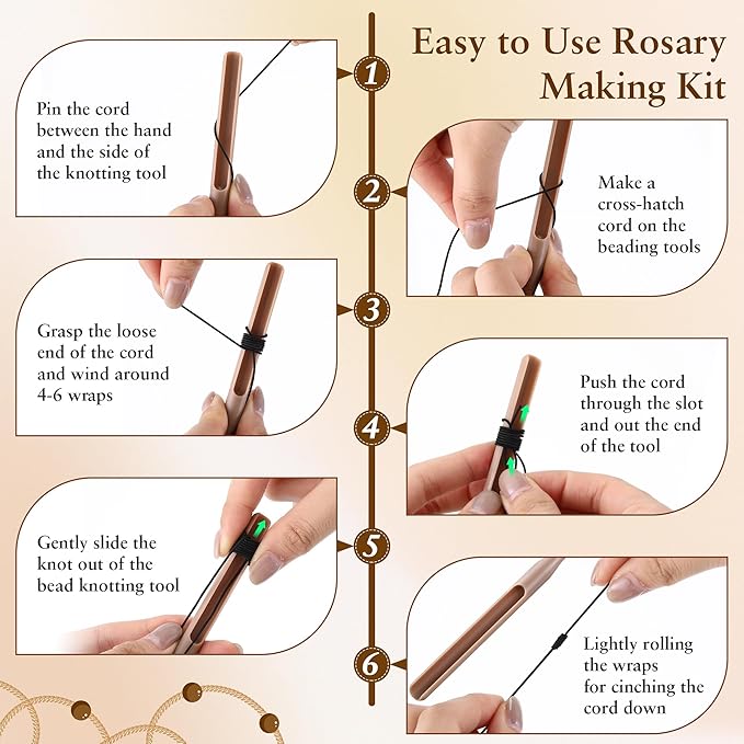 2 Pack Large Rosary Cord Knotting Tool, #7#9 and #36 Dual Head Rosary Making Supplies, Twine Knotting Tool Fits Thicker Cord Sizes, Two Sided Tying Tools for Bead, Jewelry Making, Bracelet