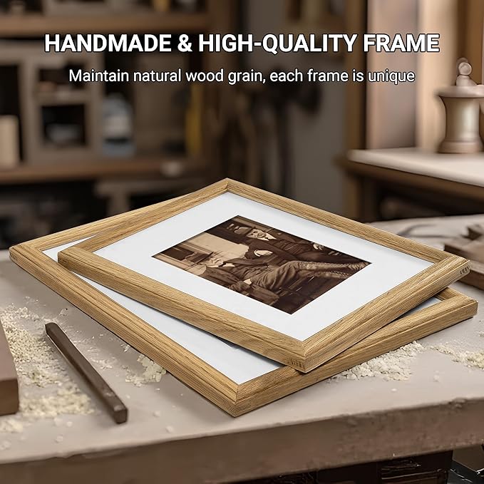 Heimlove 12x16 Picture Frame,12 x 16 Solid White Oak Photo Frame Matted to 8.5x11 with Tempered Glass,12"x16" Handcrafted wood Poster Frame,Vertical or Horizontal Wall Hanging Display,3 Pack