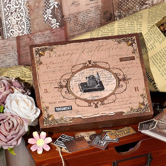 Funto Scrapbooking Kit, The Love Poems Series- Vintage Items, Perfect for Bullet Scrapbooking Materials, Planner DIY Craft Collage