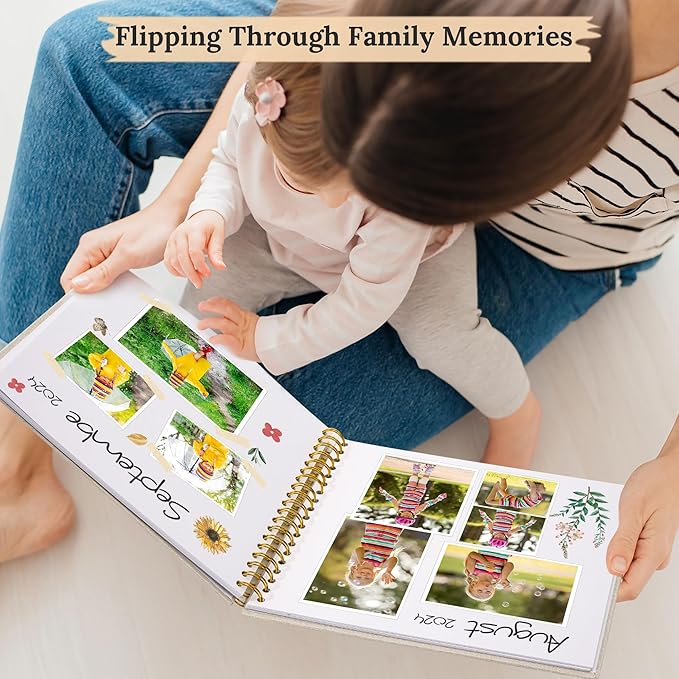 Scrapbook Photo Album Linen Cover, 12 x 12 Inch Hardcover Kraft White Pages Memory Book, for Travel Wedding Guest Book Christmas Baby Shower (40 Sheets/ 80 Pages,Light Blue)