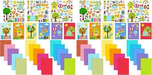 Outus 15 Pieces Card Making Kits for Kids with 3 Sheets Stickers, 15 Pcs Blank Envelopes and 15 Pcs Seal Stickers, Handmade Card Making Crafting Kit for Boys and Girls DIY Cards (Pack of 2)