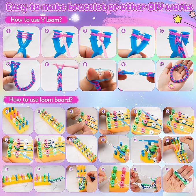 UUEMB 10000+ Rubber Band Bracelet Kit, Colorful Loom Bracelet Making Kit with Storage Box, DIY Art Craft Kit with Charms Beads for Beginners Kids Girls Boys Birthday Party Christmas Gift