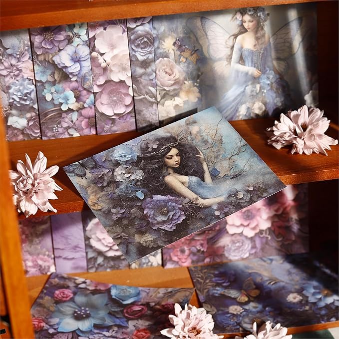 Colorful Flower Scrapbook Paper Set, 180 PCS Vintage Ephemera Pack for Junk Journaling, Scrapbooking, Crafting, DIY Projects, Diaries, and Art Supplies