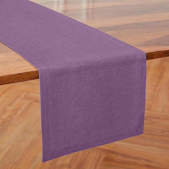 Solino Home Linen Table Runner 108 Inches Long - 100% Pure Linen Mulberry Table Runner 14 x 108 Inch for Valentines, Spring, Easter - Diana Medium Weight
