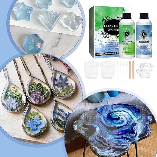 Epoxy Resin Kits 2X3oz,Clear Epoxy Resin - Anti-Yellowing Self-Leveling Hardener High-Gloss for Repair Jewelry Craft Art