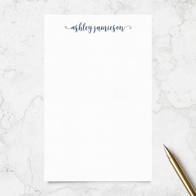 Personalized Notepad Stationery with Name in Lowercase Font, Available in 4 Sizes, Lined or Unlined in Choice of Colors, Note Pad Memo To Do List Pad (Font Style #5)
