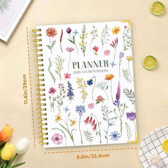 GuassLee Large Planner 2026, Weekly and Monthly Planner from January 2026-December 2026, 8.8"x11.4" Aesthetic Agenda Book with Back Pocket, Stickers, Coated Tabs, A4 Size