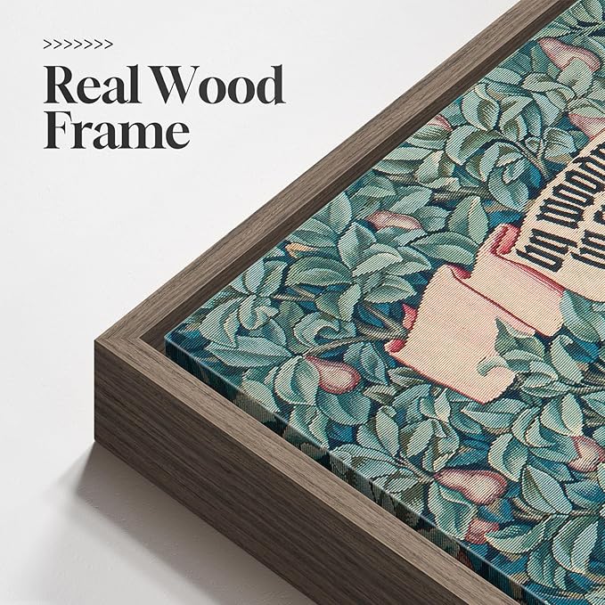 Framed William Morris Canvas Wall Art for Living Room, Large 3 Piece Vintage Green Wall Art Prints, Forest Woodland Wildlife Deer Fox Painting Wall Decor for Bedroom, Dining Room, Home Office, 16x24
