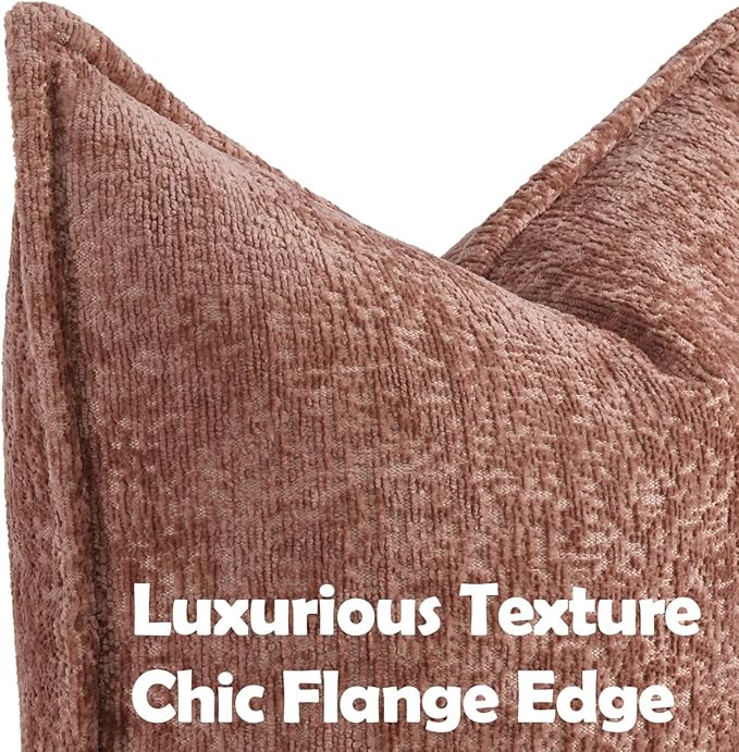 Pack of 2 Dusty Pink Euro Shams Pillow Covers 26x26 Cozy Soft Chenille Decorative Throw Pillow Covers Accent Vintage Square Couch Pillow Covers for Home Decor Bed Sofa Living Room