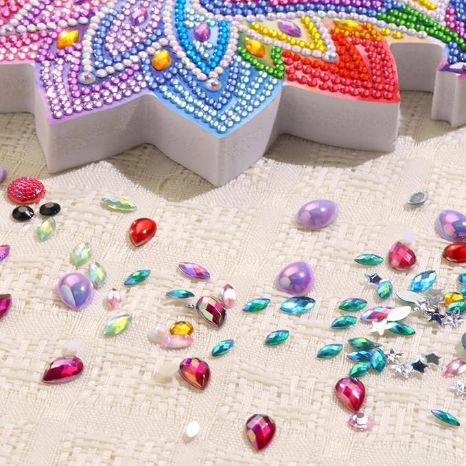 Tabletop Diamond Art Kits for Adults - Chakra Lotus Diamond Painting Figurines Ornaments, DIY 5D Diamond Art Statues Diamond Dots Sculpture Special Shaped Paintings with Diamonds Gem Art and Crafts