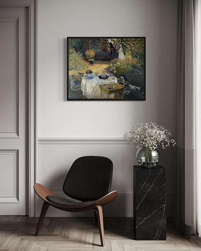 The Luncheon Claude Monet Wall Art Print Poster, Impressionist Painting Wall Art Wall Decor, for Bedroom and Living room Bathroom Decor 115 (The Luncheon, 8 x 10 inches, Black Frame)