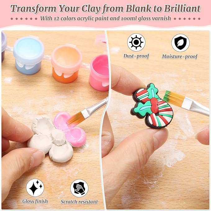 Natural Air-Dry Clay, 8 LBs Pottery Clay with 100ML Glaze Gloss Clay Varnish Protects and 27 PCS Pottery Tools Sculpting Tool Set, Air-Dry Clay Kit for Adults Beginner DIY Craft Gift