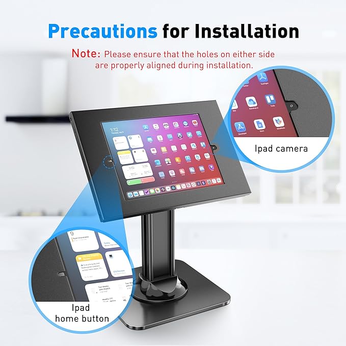 AboveTEK Anti-Theft iPad Kiosk Stand – POS iPad Security Stand & Locking Tablet Holder – Heavy Duty Base, 360° Swivel, 75° Tilt Bracket – Perfect for Retail Business (Black)