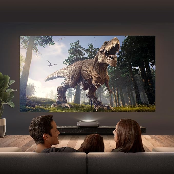 Hisense PX2-PRO Trichroma Ultra Short Throw Home Theater Projector, 90"-130", 4K UHD, Dolby Vision & Atmos, HDR10, 2400 ANSI Lumens, Google TV, Netflix