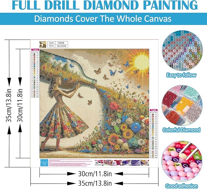 Sunflower Butterfly Sun Diamond Painting Kits for Adults, 5D Diamond Art Kits for Adults Beginners, DIY Full Round Drill Diamond Dot Painting Gem Art Kits for Adult, Home Wall Decor 13.8x13.8 Inch