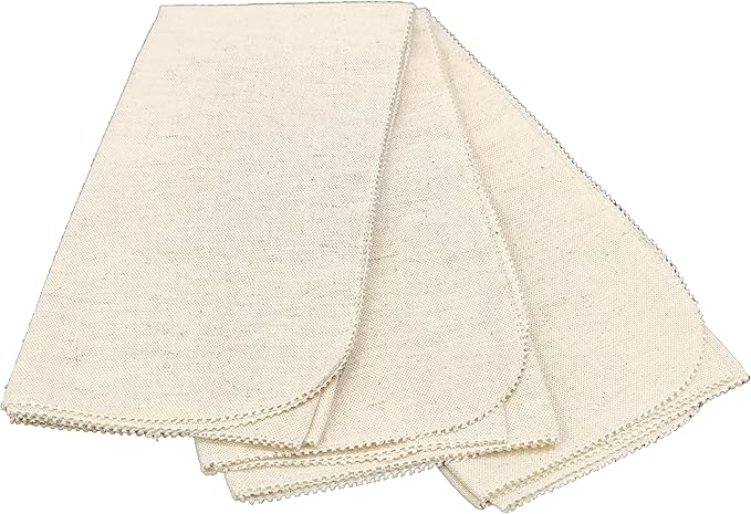 Lightnpro Cotton Flax Napkins Set of 12, Dinner Cloth Napkins with Pico Cut Edges, Washable and Reusable for Dining, Parties, Weddings, Holiday & Everyday Use - 18x18 Inch Natural Color