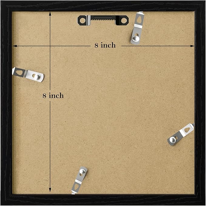 eletecpro 8x8 Picture Frames Set of 9 with Mat for 4x4 Photos or without Mat for 8x8, Square Gallery Wall Decor Collage for Picture Display, Black Frame Set for Wall Hanging