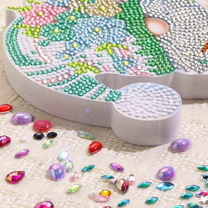 Tabletop Diamond Art Kits for Adults - Succulents Gnome Diamond Painting Figurines Ornaments, DIY Diamond Art Statues Diamond Dots Sculpture Special Shaped Paintings with Diamonds Gem Art and Crafts