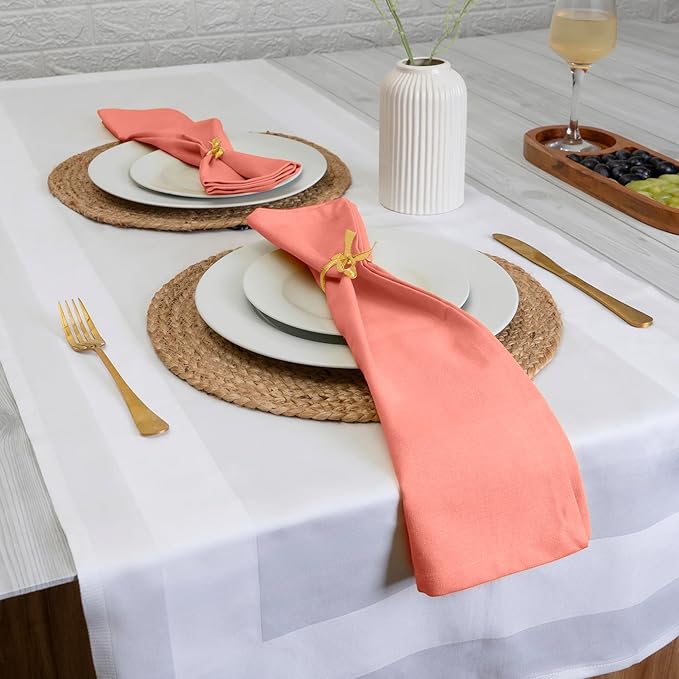 Blue Needles Solid Cloth Napkins Set of 12 Salmon 100% Cotton Dinner Napkins 18x18 inches - Soft, Reusable, Absorbent & Washable Linen, Ideal for Christmas Events, Parties & Everyday Use