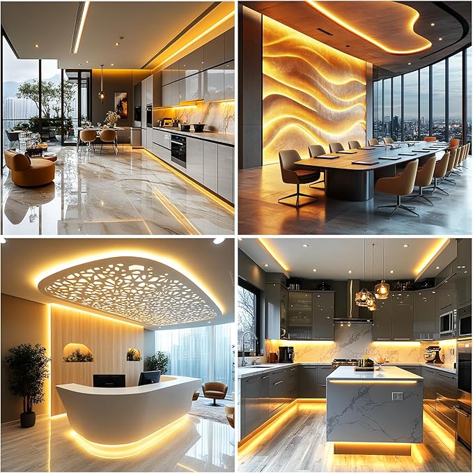 LED Strip Lights 24V COB LED Warm 3000K Super Bright LED Strip 16.4ft 5M Dotless High Density Cuttable Flexible for Home DIY COB LED Commercial Lighting Projects (Power Supply & Dimmer Not Included)