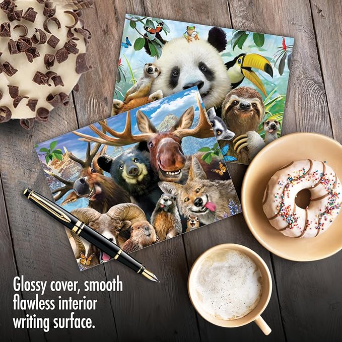 The Best Card Company - 20 Assorted Bulk Animal Cards Boxed (4 x 5.12 Inch) (10 Designs, 2 Each) - Here's Looking At Zoo AM6639OCB-B2x10