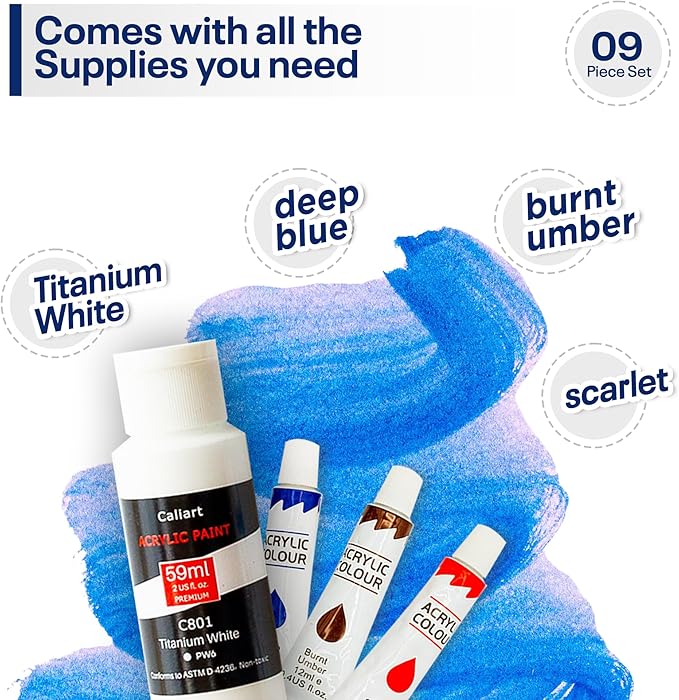 Painting4Real DIY Art Painting Kit for Adults – Learn to Paint Alpine Morning with Video Tutorials - Step-by-Step Guided 9 Pieces Acrylic Paint Set for Adults - Unique Gift for Art Lovers & Beginners