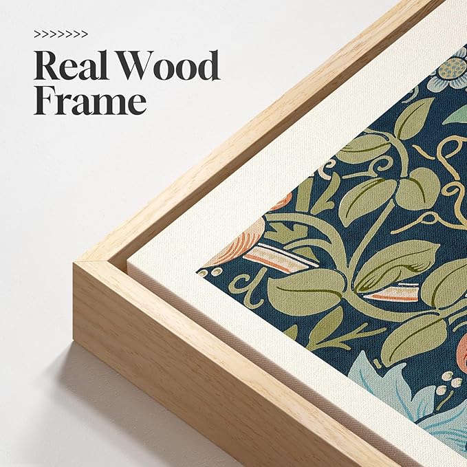 Framed Large William Morris Wall Art, Set of 3 Vintage Colorful Floral Canvas Prints Wall Art Decor, Aesthetic Botanical Painting for Living Room, Bedroom, Hallway, or Office Decor, Total Size 30x60
