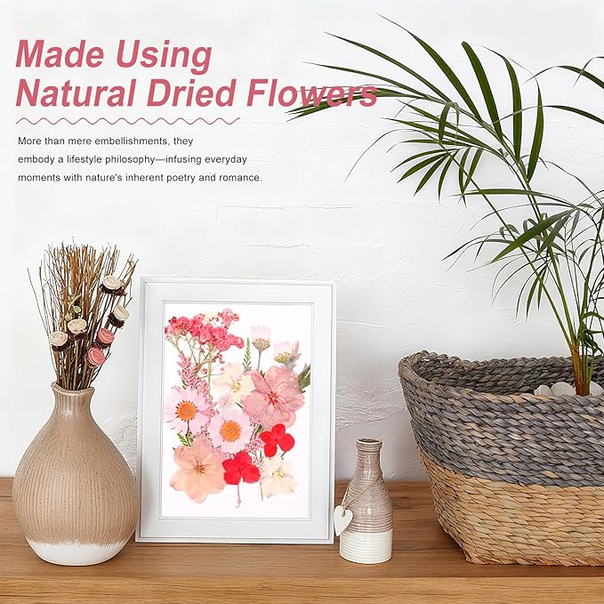 Pressed Dried Flowers 102pcs Natural Mixed Colors – Real Preserved Petals for Crafting, Art, Candles, Scrapbooking, Floral Decor, Nail Design – Dried Flowers for Crafts & Pressed Flowers Kit