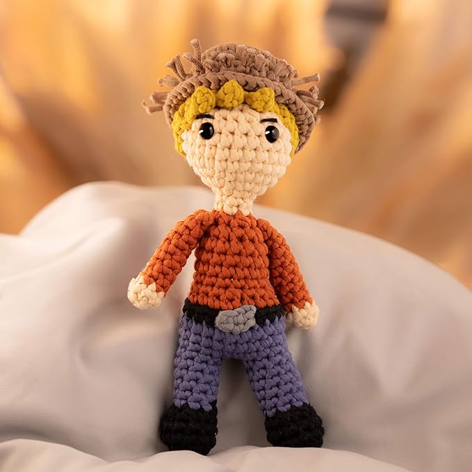 Amigurumi Crochet Kit for Beginners Adults and Kids, Learn to Crochet Kits for Adults Beginner with Easy Yarn, Stuffed Crochet Animal Kit with Step-by-Step Video Tutorials – Dixon the Farmer