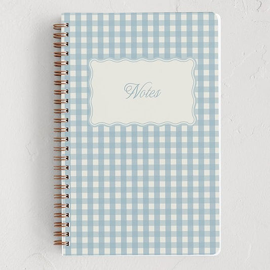 Minted Scalloped Gingham Notebook, Writing Journal for Notes & Journaling, Durable Paper Cover, Modern Aesthetic Colorful & Simple Spiral Bound Journal Notebook with 160 Lined Pages, 5.5" x 8.5"